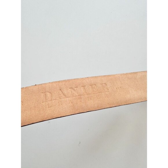 DANIER Brown Croc Embossed Leather Brushed Gold Buckle Hip Belt, Size M - Picture 13 of 14